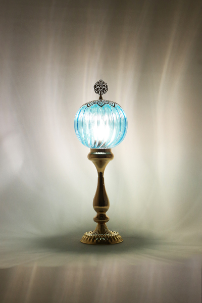 Pyrex Glass Gold Design Tall Table Lamp